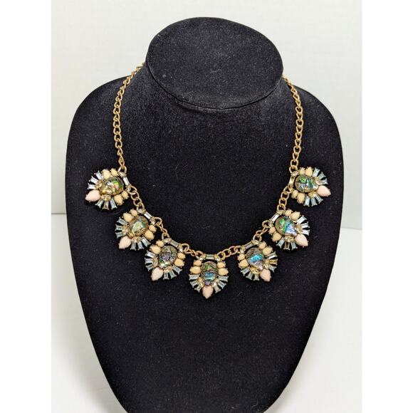 Women's Fashion Jewelry Statement Bib Necklace Opalescent - Picture 1 of 12